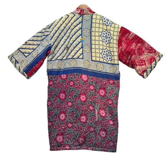 Earthbound Trading Co Quilted Jacket Women Japanese India Floral Cotton S/M - Picture 2 of 13